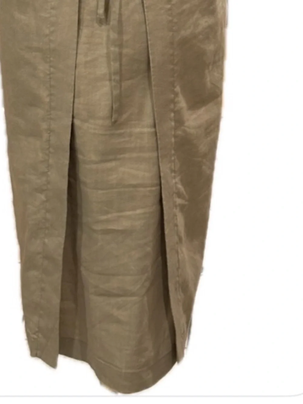 Theory NWOT Linen Blend Lace Up Back Neutral Beige Short Sleeves Dress 6 - Picture 6 of 9